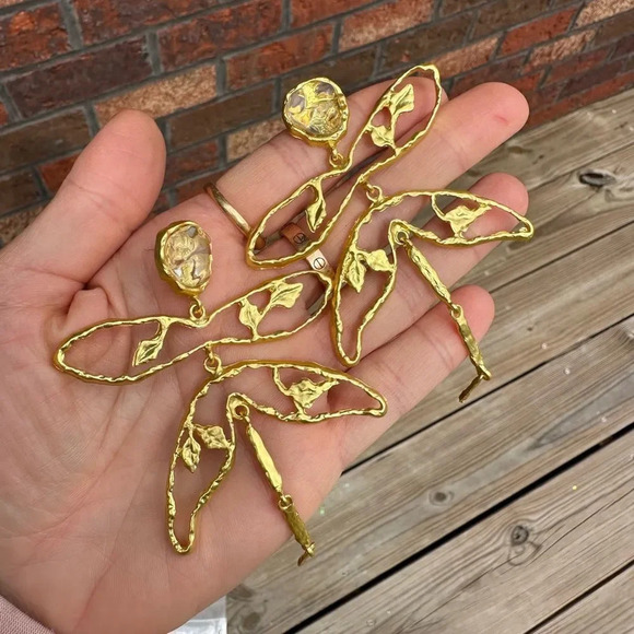 ZARA DRAGONFLY GOLD DROP EARRINGS - Picture 7 of 9